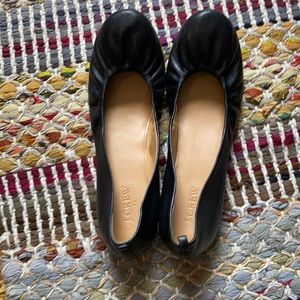 J.Crew Factory black leather ballet flats